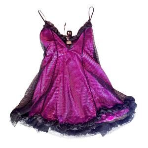 Widow Magenta Faithfully Doomed Fishnet Mini Slip Dress Women's Small Lace NWOT